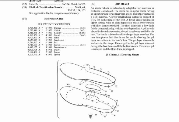 U.S orthotic center patent